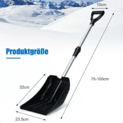 Leichte Aluminium-Schneeschaufel Schneeräumer Dachräumer höhenverstellbar Silber+ Schwarz