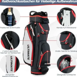 Leichte Golfschlägertasche mit 14-fach-Unterteilung in Voller Länge Schwarz