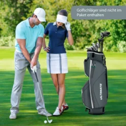 Leichte Golftasche mit 14 Trennwänden & Schultergurt & 7 Reißverschlusstaschen Grau