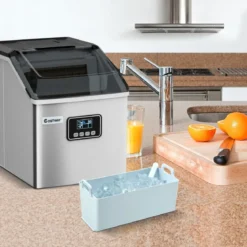 2,4L Eiswürfelmaschine mit Schaufel & Timer & Selbstreinigungsfunktion 18kg in 24H Silber