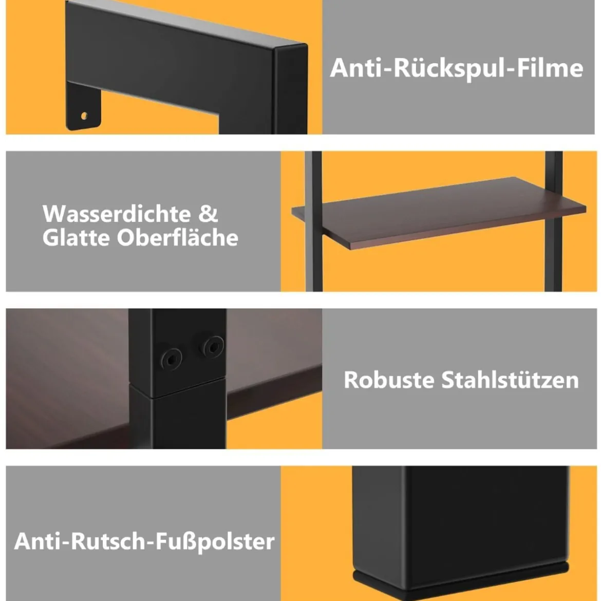 Leiterregal 5-Stufiges Ausstellungsregal mit Metallrahmen Pflanzenständer Braun