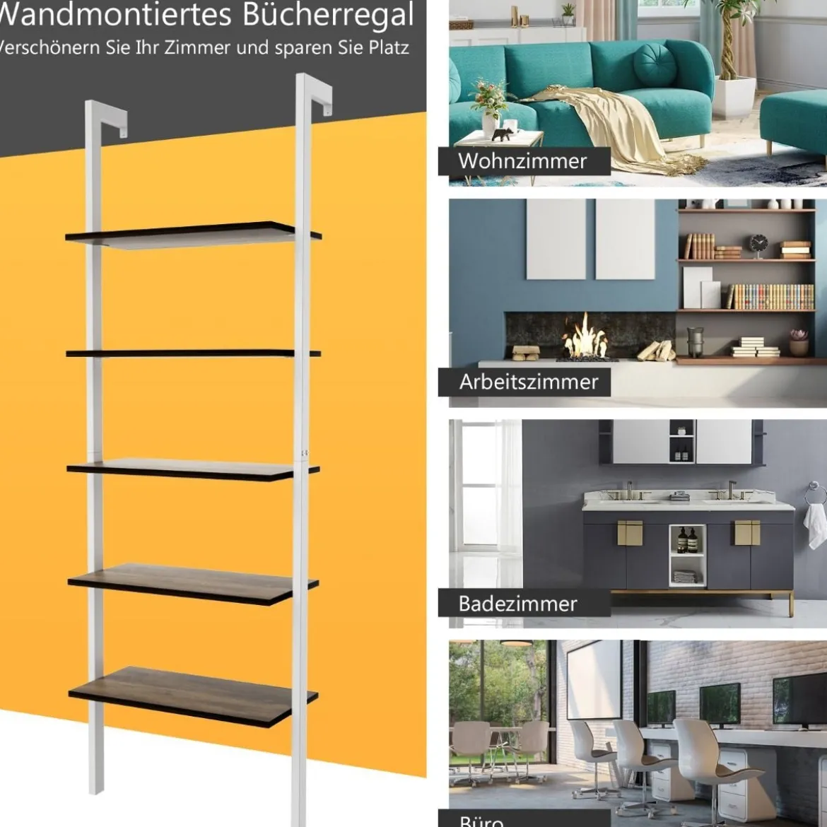 Leiterregal 5-Stufiges Ausstellungsregal mit Metallrahmen Pflanzenständer Weiß