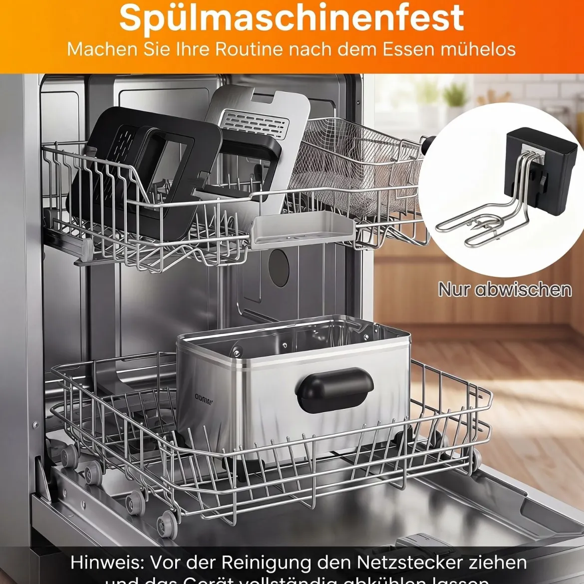 3 L Elektrische Fritteuse aus Edelstahl 2000 W Fritteuse Ölfritteuse mit Timer & Verstellbarem Thermostat