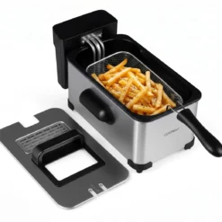 3 L Elektrische Fritteuse aus Edelstahl 2000 W Fritteuse Ölfritteuse mit Timer & Verstellbarem Thermostat