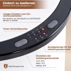23L Elektrischer Handtuchwärmer mit 3 Heizstufen Handtuchtrockner Wärmegerät Schwarz