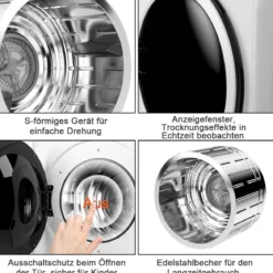 91 L Elektrischer Trockner 1500W Ablufttrockner Wäschetrockner Weiß 59,5 cm x 51 cm x 68 cm