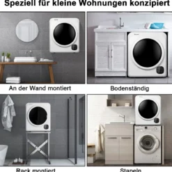 91 L Elektrischer Trockner 1500W Ablufttrockner Wäschetrockner Weiß 59,5 cm x 51 cm x 68 cm