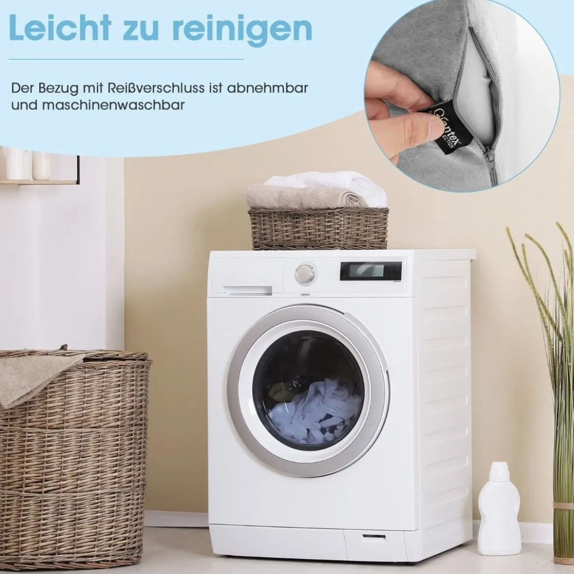 Lesekissen für Bett & Sofa mit Waschbarem Bezug Venenkissen zum Beine Hochlagern Grau