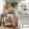 Lesesessel Sessel mit Kunstfell bezogen Loungesessel mit Lendenkissen & Metallbeinen moderner Relaxsessel Grau