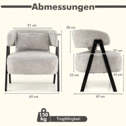 Lesesessel Sessel mit Kunstfell bezogen Loungesessel mit Lendenkissen & Metallbeinen moderner Relaxsessel Grau