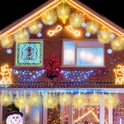 Leuchtkugel Weihnachten 2 Stück LED Kugeln Zum Hinhängen Weihnachtsbeleuchtung für außen und innen Gold