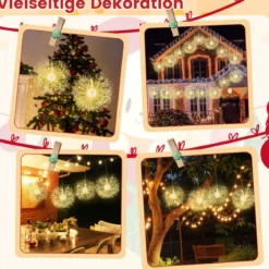 Leuchtkugel Weihnachten 2 Stück LED Kugeln Zum Hinhängen Weihnachtsbeleuchtung für außen und innen Gold