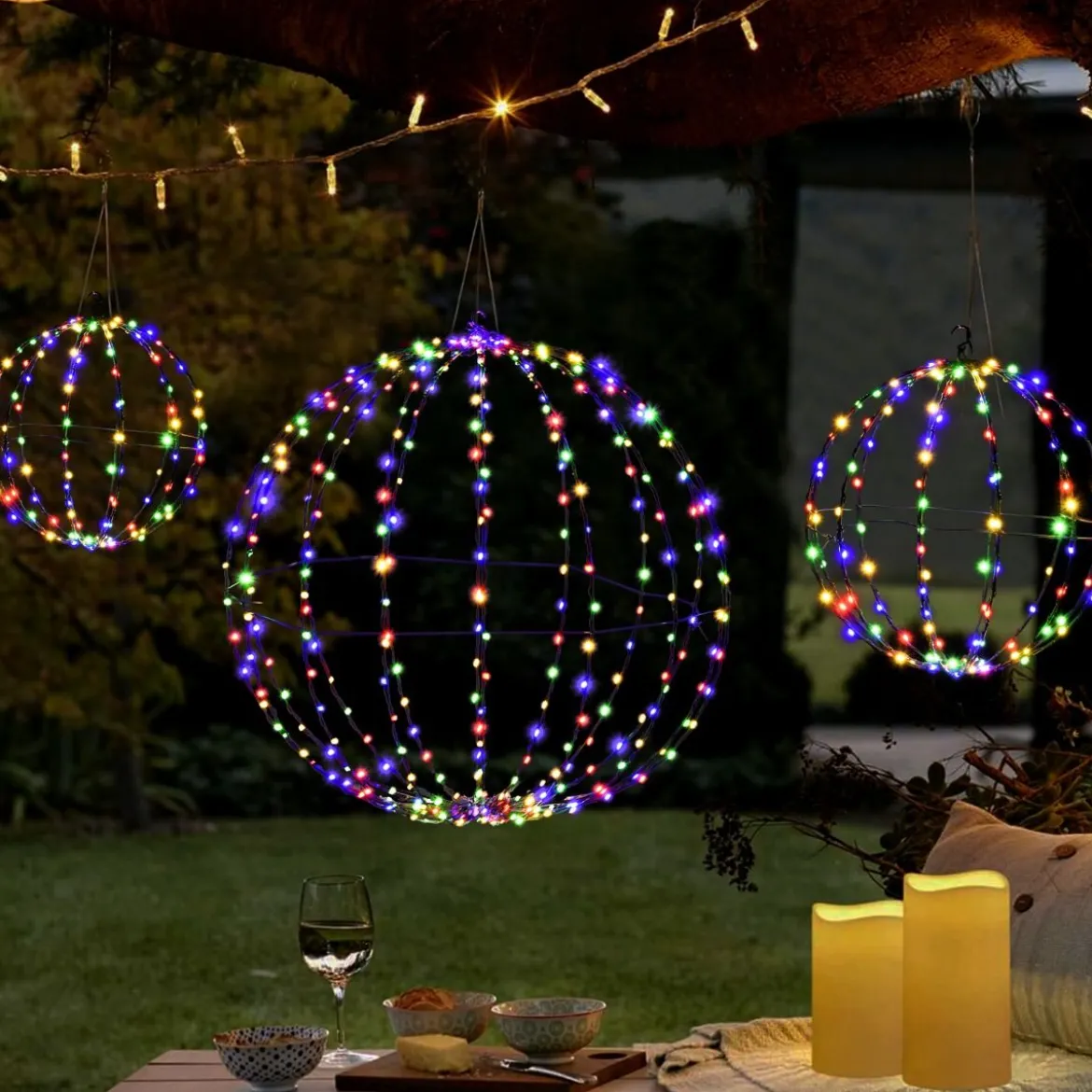 Leuchtkugel Weihnachten 2 Stück LED Kugeln Zum Hinhängen & Hinstellen Weihnachtsbeleuchtung