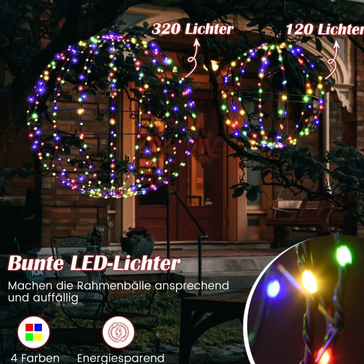 Leuchtkugel Weihnachten 2 Stück LED Kugeln Zum Hinhängen & Hinstellen Weihnachtsbeleuchtung