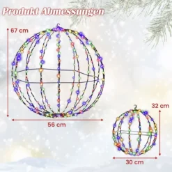 Leuchtkugel Weihnachten 2 Stück LED Kugeln Zum Hinhängen & Hinstellen Weihnachtsbeleuchtung
