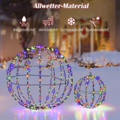 Leuchtkugel Weihnachten 2 Stück LED Kugeln Zum Hinhängen & Hinstellen Weihnachtsbeleuchtung