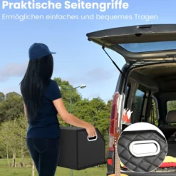 35L Faltbarer Auto-Kofferraum-Organizer aus Leder mit Deckel & Flexibler Trennwand Gesteppt