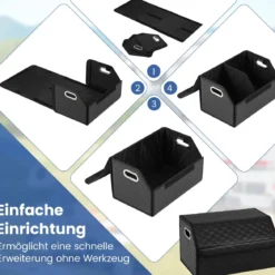 35L Faltbarer Auto-Kofferraum-Organizer aus Leder mit Deckel & Flexibler Trennwand Gesteppt