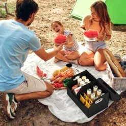 35L Faltbarer Auto-Kofferraum-Organizer aus Leder mit Deckel & Flexibler Trennwand Glatt
