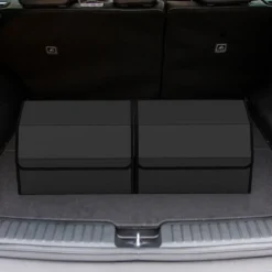 35L Faltbarer Auto-Kofferraum-Organizer aus Leder mit Deckel & Flexibler Trennwand Glatt