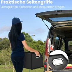35L Faltbarer Auto-Kofferraum-Organizer aus Leder mit Deckel & Flexibler Trennwand Glatt
