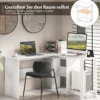 L-Form Schreibtisch mit 2 Kabellöchern & Ablagefächern Eckschreibtisch 130 x 130 x 74 cm Weiß