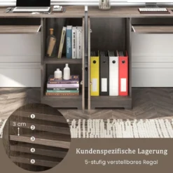 L-Form Schreibtisch mit Ladestation & Tastaturablage & 2 Schubladen Eckschreibtisch