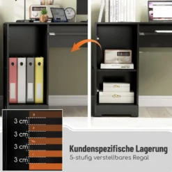 L-Form Schreibtisch mit Ladestation & Tastaturablage & 2 Schubladen Eckschreibtisch