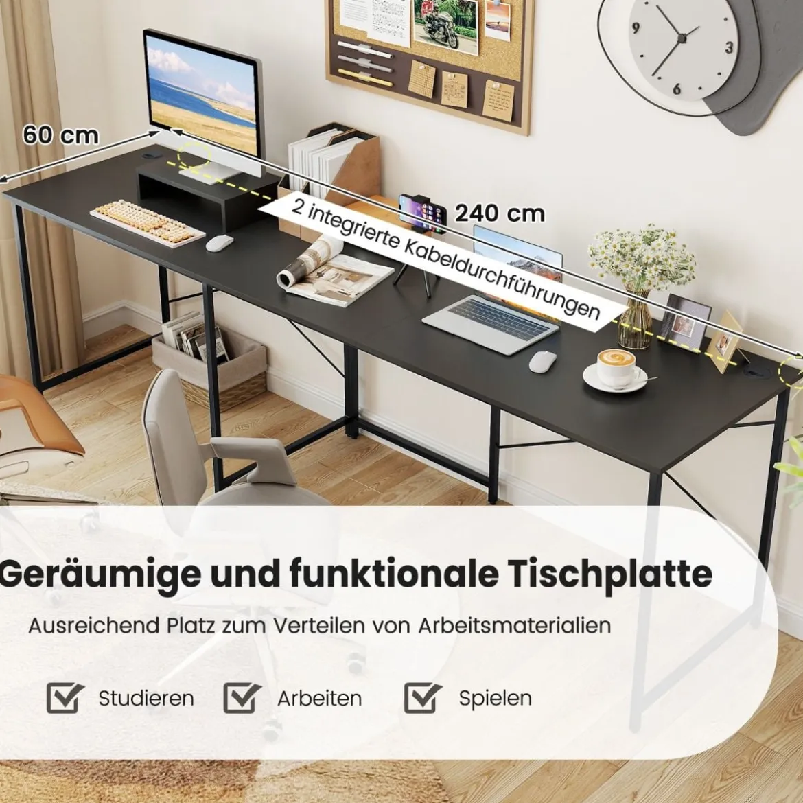 L-förmiger Computertisch Umwandelbarer Eckschreibtisch mit Abnehmbarem Monitorständer