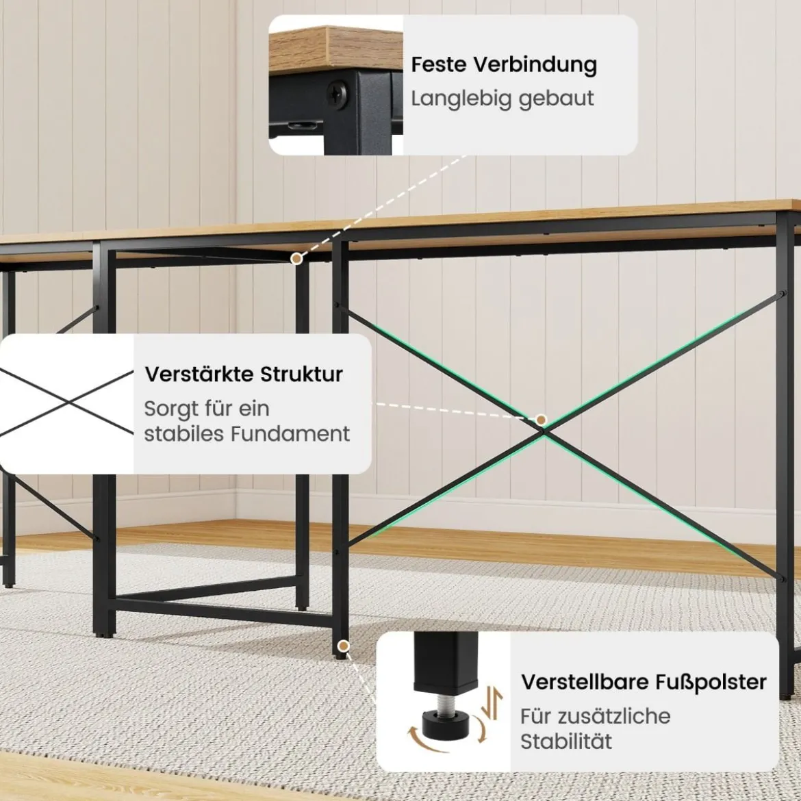 L-förmiger Computertisch Umwandelbarer Eckschreibtisch mit Abnehmbarem Monitorständer