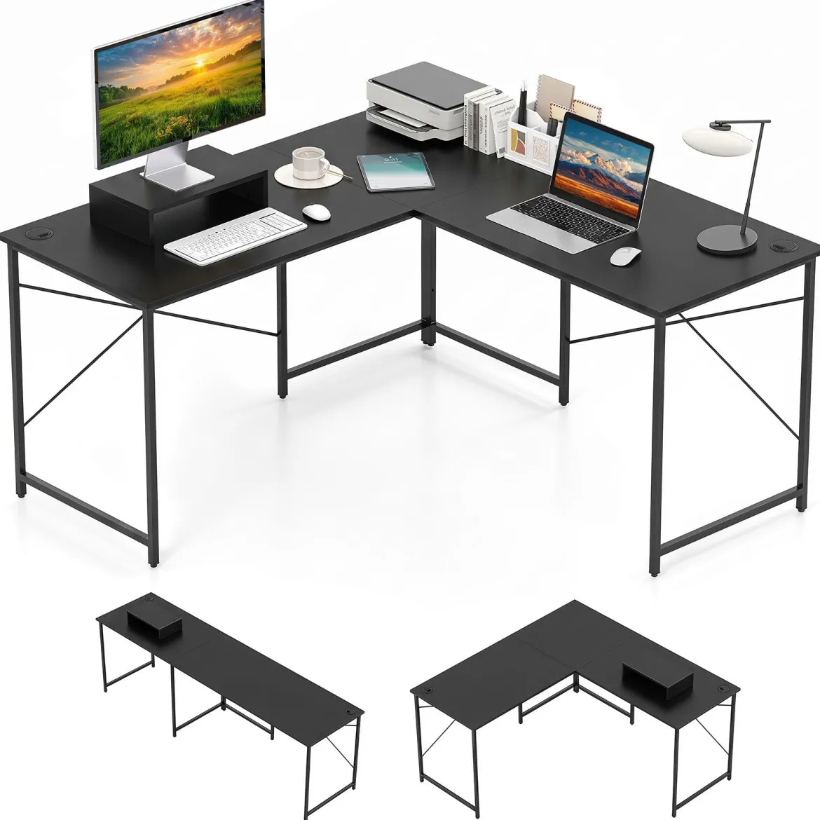 L-förmiger Computertisch Umwandelbarer Eckschreibtisch mit Abnehmbarem Monitorständer