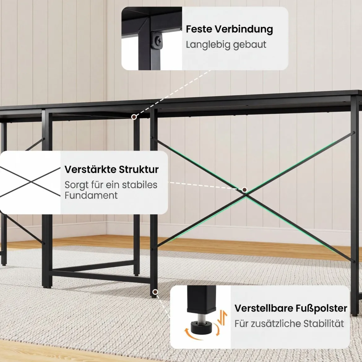 L-förmiger Computertisch Umwandelbarer Eckschreibtisch mit Abnehmbarem Monitorständer