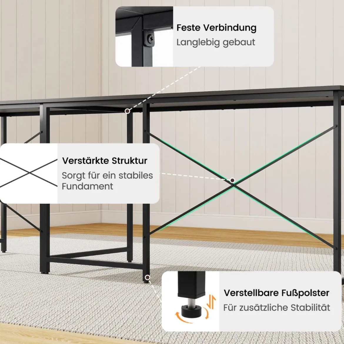 L-förmiger Computertisch Umwandelbarer Eckschreibtisch mit Abnehmbarem Monitorständer