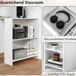 L-förmiger Schreibtisch Eckschreibtisch mit Schublade & Regalen moderner Computertisch Weiß