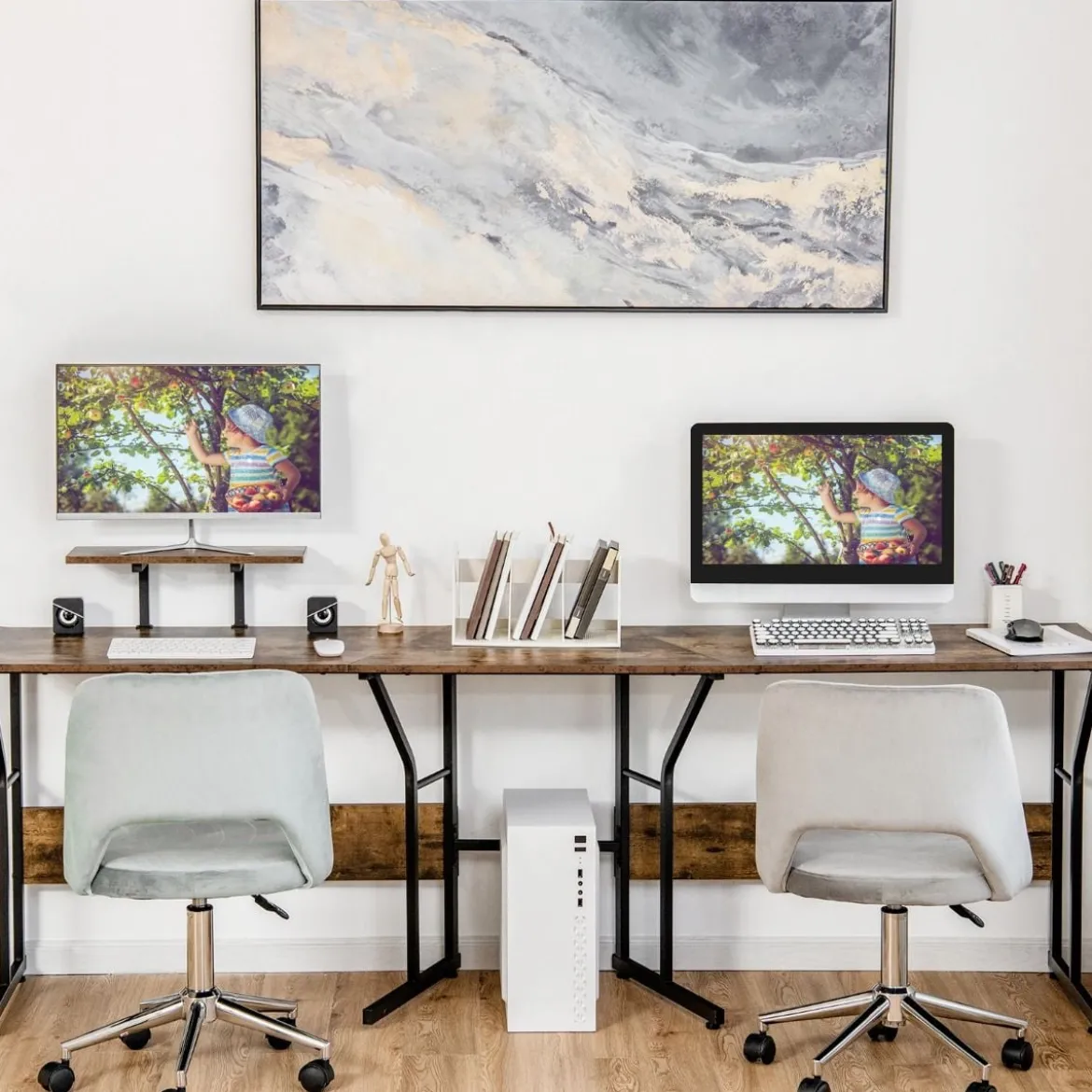 L-förmiger Schreibtisch Eckschreibtisch mit Monitorständer 225 x 48 x 91 cm Braun