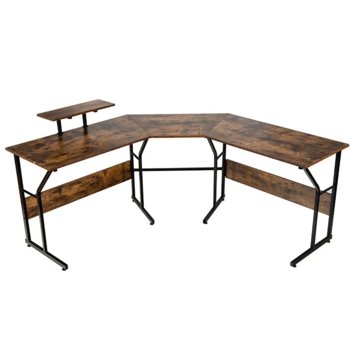 L-förmiger Schreibtisch Eckschreibtisch mit Monitorständer 225 x 48 x 91 cm Braun