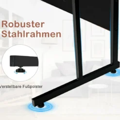L-förmiger Schreibtisch Eckschreibtisch mit Monitorständer 225 x 48 x 91 cm Schwarz