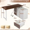 L-förmiger Schreibtisch mit Aktenschrank & Steckdose 138 cm umkehrbarer Eckcomputertisch Braun