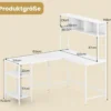 L-förmiger Schreibtisch mit Bücherregal Eckschreibtisch Gaming Tisch Computertisch Weiß