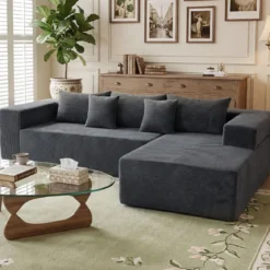 L-förmiges Modulsofa für 4 Personen mit Chaiselongue bis 600 kg Belastbar 275 x 177 x 58 cm Grau
