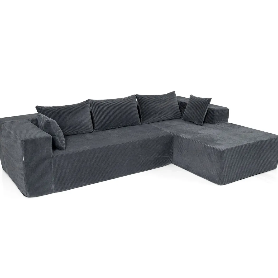 L-förmiges Modulsofa für 4 Personen mit Chaiselongue bis 600 kg Belastbar 275 x 177 x 58 cm Grau
