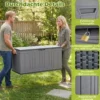 300 L Gartenbox großer HDPE-Aufbewahrungsbox mit Gasdruckfedern & abschließbarem Deckel Grau