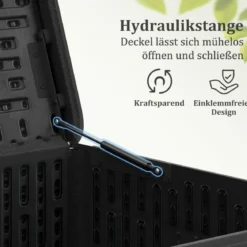 378 L Gartenbox mit Abschließbarem Deckel Wasserdichte Auflagenbox Aufbewahrungsbox Schwarz