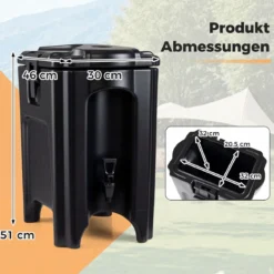 16,5 L Getränkespender mit Zapfhahn Heiß- & Kaltgetränkespender Stapelbare Isolierkanne Schwarz