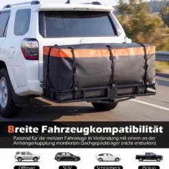 550 L Heckbox für Anhängerkupplung mit Riemen & Aufbewahrungstasche Wasserdichte Gepäcktasche