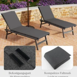 Liegenauflage Auflage für Sonnenliege Polsterauflage für Gartenliege 182 x 59 x 4,5 cm Dunkelgrau