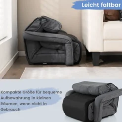 Liegestuhl Klappbares Schlafsofa mit 6 Verstellbaren Positionen 72 x 61 x 46,5 cm Dunkelgrau