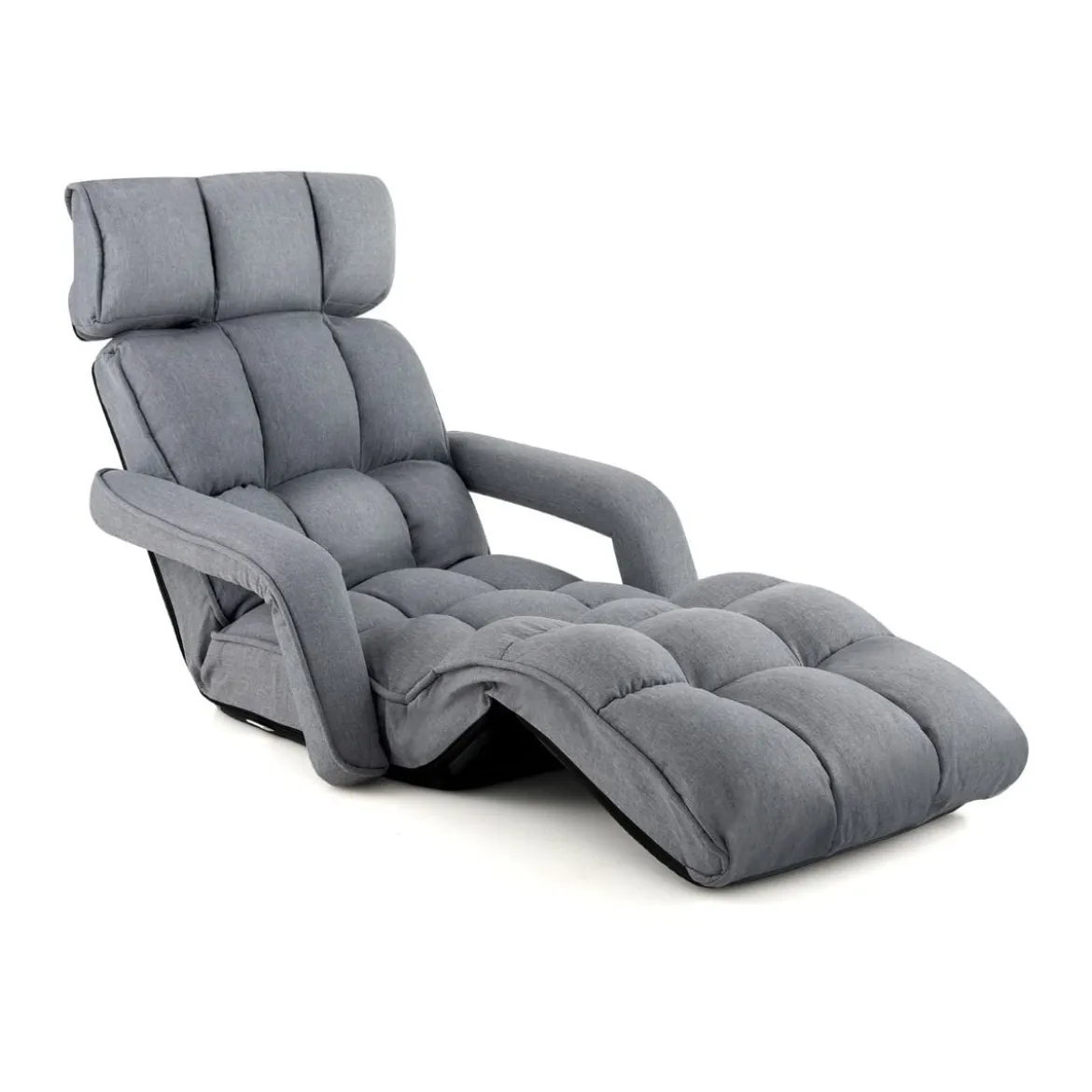 Liegestuhl Klappbares Schlafsofa mit 6 Verstellbaren Positionen 72 x 61 x 46,5 cm Grau