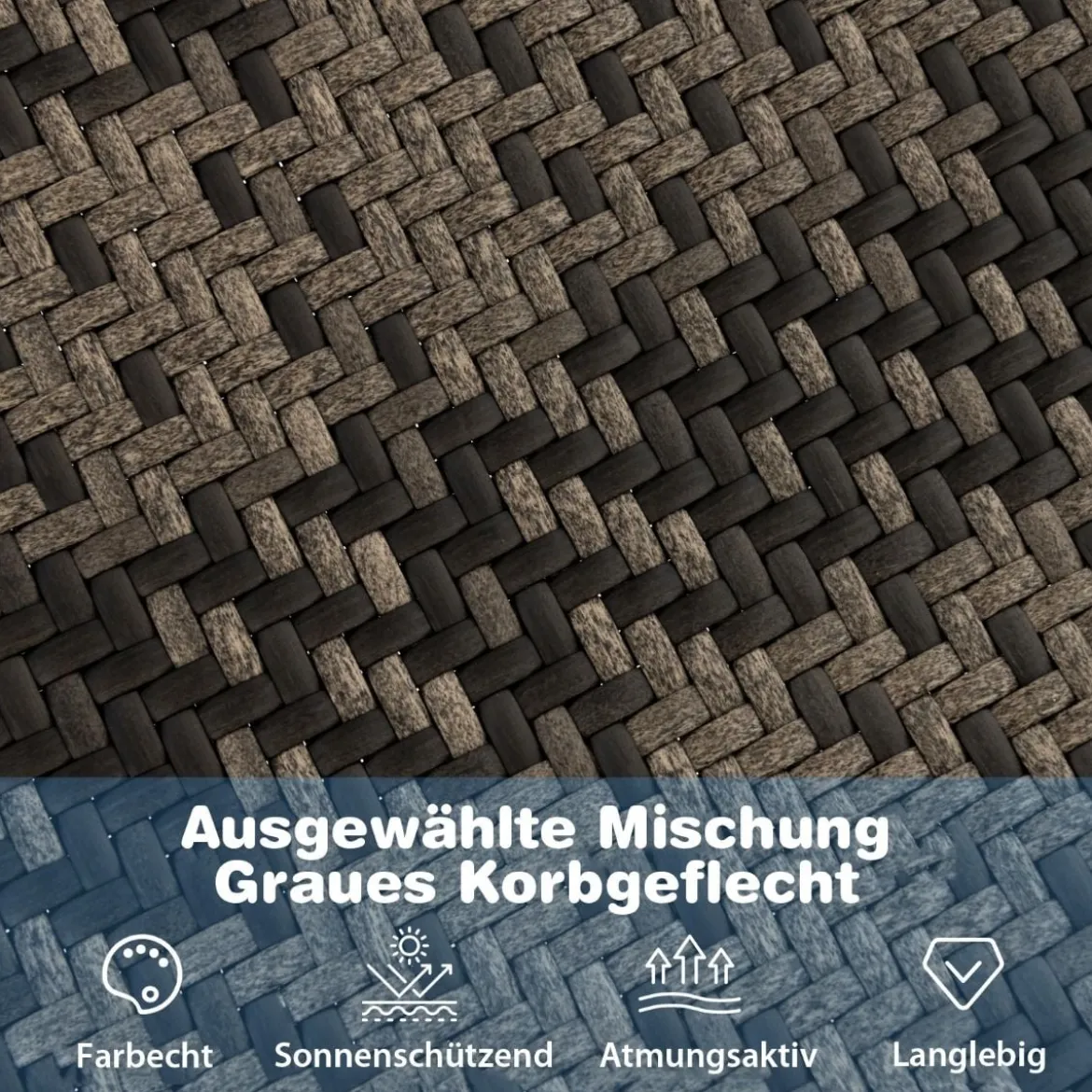 Liegestuhl Klappbar Rattan Strandliege mit Sanfter Schaukelbewegung 106 x 65 x 79 cm Grau