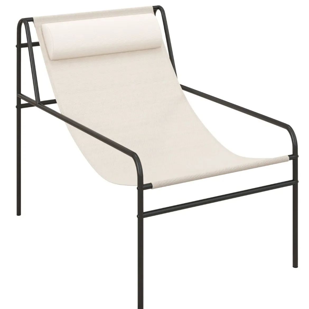 Liegestuhl Loungesessel mit Abnehmbarer Kopfstütze 94 x 62 x 76 cm Beige